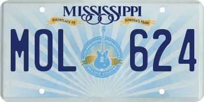 MS license plate MOL624