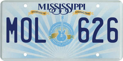 MS license plate MOL626
