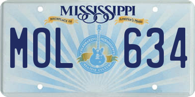 MS license plate MOL634