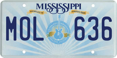 MS license plate MOL636