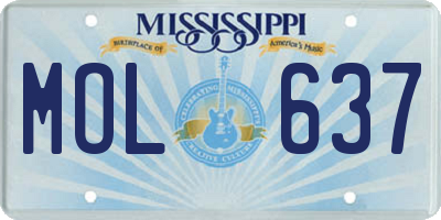 MS license plate MOL637