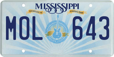 MS license plate MOL643