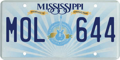 MS license plate MOL644
