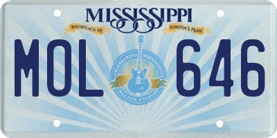 MS license plate MOL646