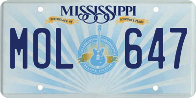 MS license plate MOL647
