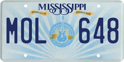 MS license plate MOL648