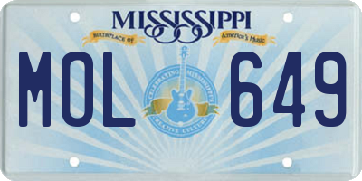 MS license plate MOL649