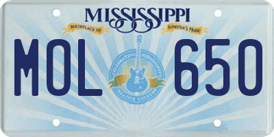 MS license plate MOL650