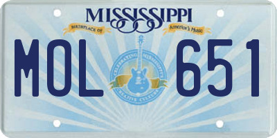 MS license plate MOL651