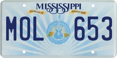 MS license plate MOL653