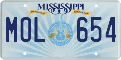 MS license plate MOL654