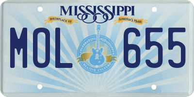 MS license plate MOL655