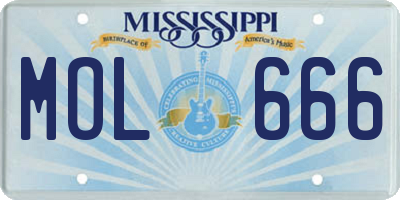 MS license plate MOL666