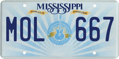 MS license plate MOL667