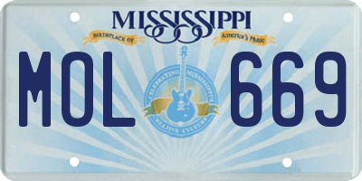 MS license plate MOL669