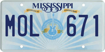 MS license plate MOL671