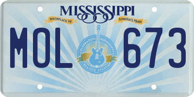 MS license plate MOL673