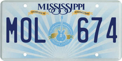 MS license plate MOL674