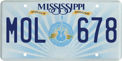 MS license plate MOL678