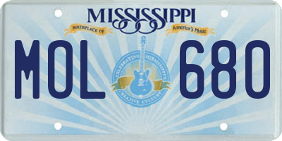 MS license plate MOL680
