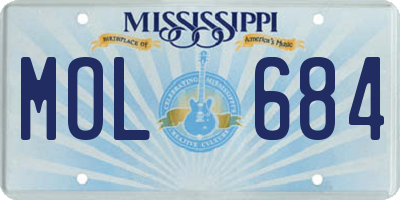 MS license plate MOL684