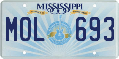 MS license plate MOL693