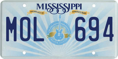 MS license plate MOL694