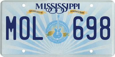 MS license plate MOL698