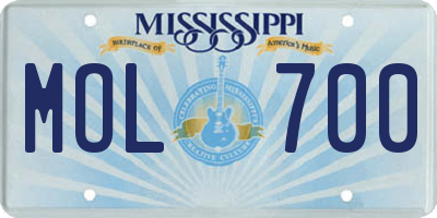MS license plate MOL700