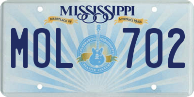 MS license plate MOL702