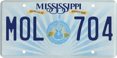 MS license plate MOL704