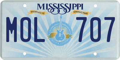 MS license plate MOL707