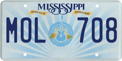 MS license plate MOL708
