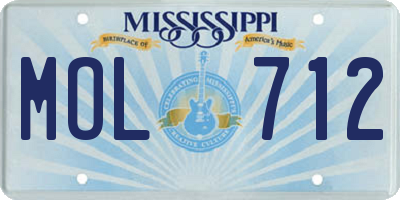 MS license plate MOL712