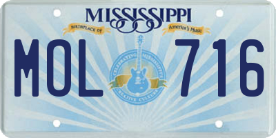 MS license plate MOL716
