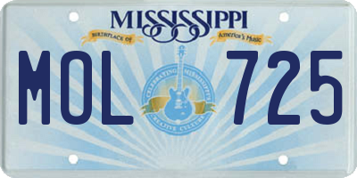 MS license plate MOL725