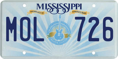 MS license plate MOL726