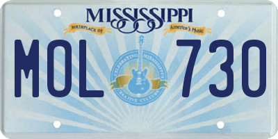 MS license plate MOL730