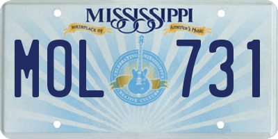 MS license plate MOL731