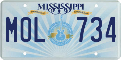 MS license plate MOL734