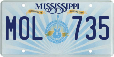 MS license plate MOL735