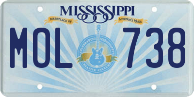 MS license plate MOL738
