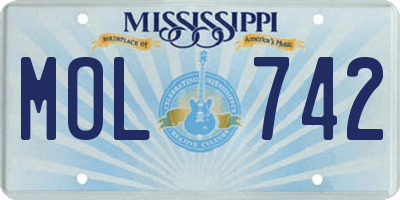 MS license plate MOL742