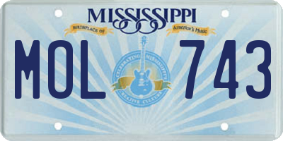 MS license plate MOL743