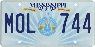 MS license plate MOL744