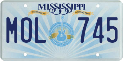 MS license plate MOL745