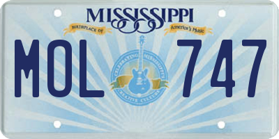 MS license plate MOL747