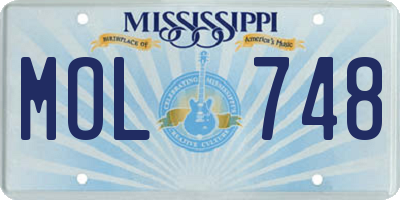 MS license plate MOL748