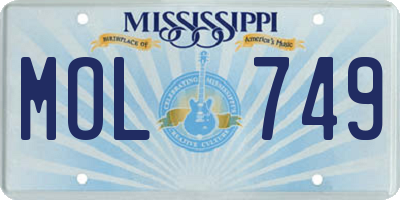 MS license plate MOL749