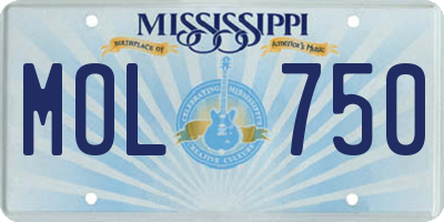 MS license plate MOL750
